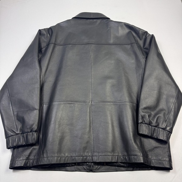 St. John's Bay Jacket Mens 2XL Black Leather Bomber Full Zip Lined Insulated - Picture 12 of 15